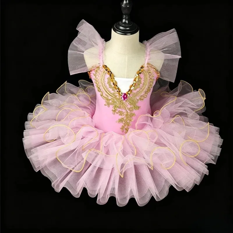 Ballet Dance Tutu Fluffy Soft Tulle Princess Dress Swan Design Ballerina Costume for Performance Competition Stage Show Recital