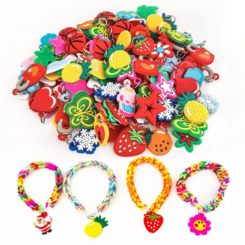Soft charms DIY Cartoon Colorful Animal Flower Bead Pendants Colorful Rubber Loom Band Bracelet Jewelry Making Beads Toy Beads