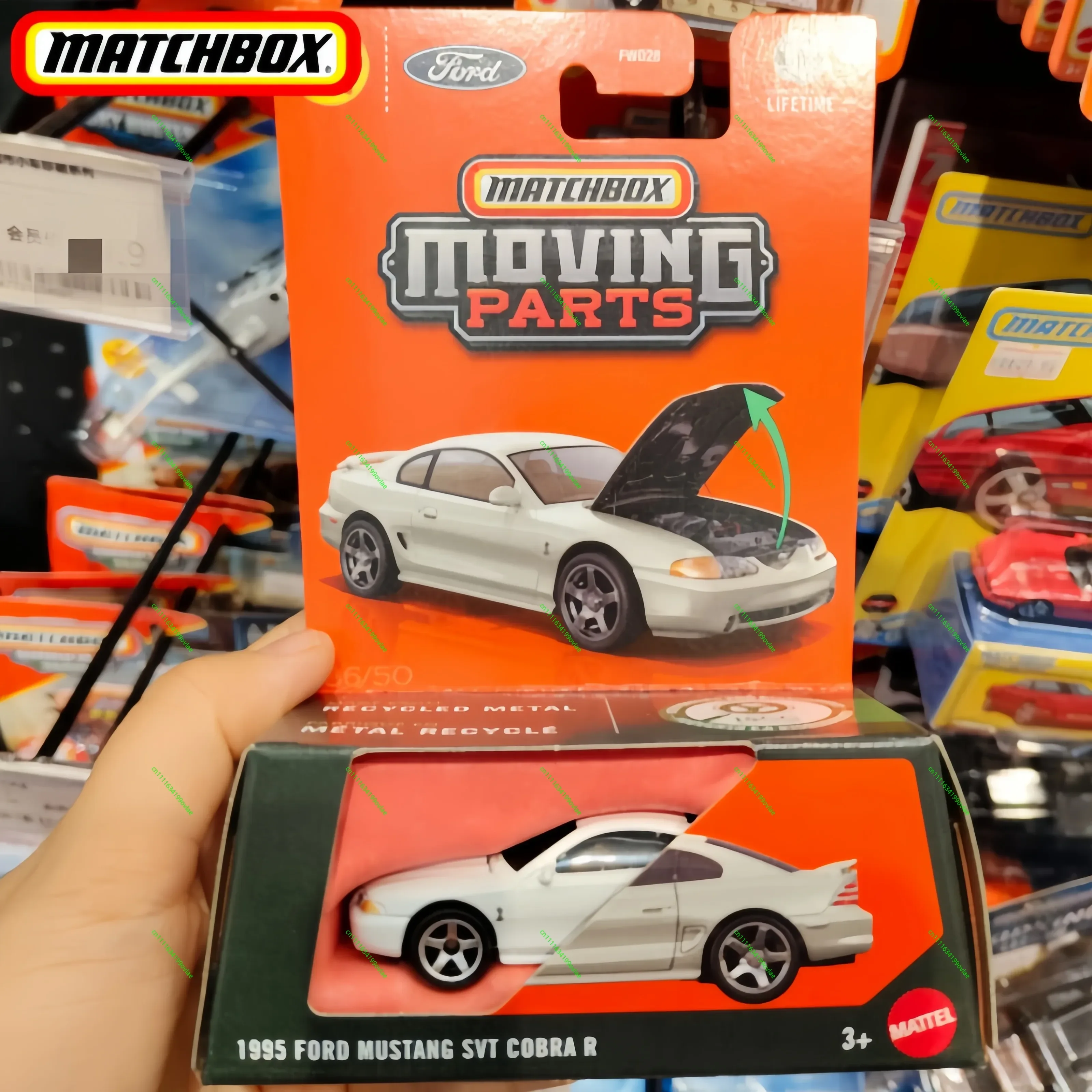Оригинальная модель автомобиля Matchbox 1995 Ford Mustang SVT Cobra R в масштабе 1/64 из литого сплава с подвижными деталями, коллекционная игрушка для рабочего стола, подарок.