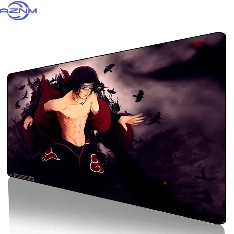 Naruto Uchiha Itachi Crow Akatsuki Anime Mousepad, Rubber Non‑Slip Large Desk Mat, Cool Ninja Gaming Mouse Pad for Keyboard Lapt