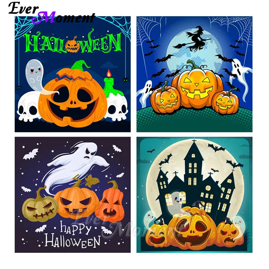 

Алмазная картина Ever Moment на Хэллоуин, страшные тыквы-призраки, жуткий дух для домашнего декора ASF2975