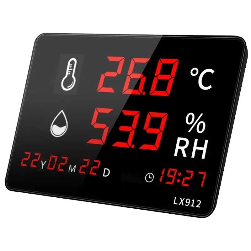 

Digital Thermometer Hygrometer Wall Clock LED Display OEM Customizable Temperature Alarm 24-Hour Measurement -40C 80C Range