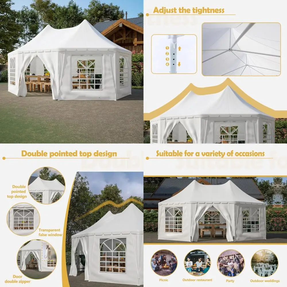 

Heavy-Duty Outdoor White Gazebo with Storage and Windows, Suitable for Weddings, Parties, and BBQs, Waterproof and Ideal for Car