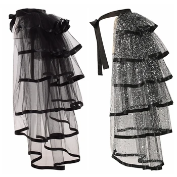 Jupe Tutu en Tulle Steampunk pour femmes et filles, gothique médiéval, Club de Cocktail, à volants, Punk, sirène