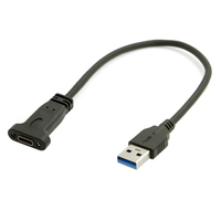 USB-C USB 3.1 Type C to USB 3.0 A Data Cable Adapter Male to FemaleUSB 3.0 A Male Data Cable 20cm with Panel Mount Screw Hole