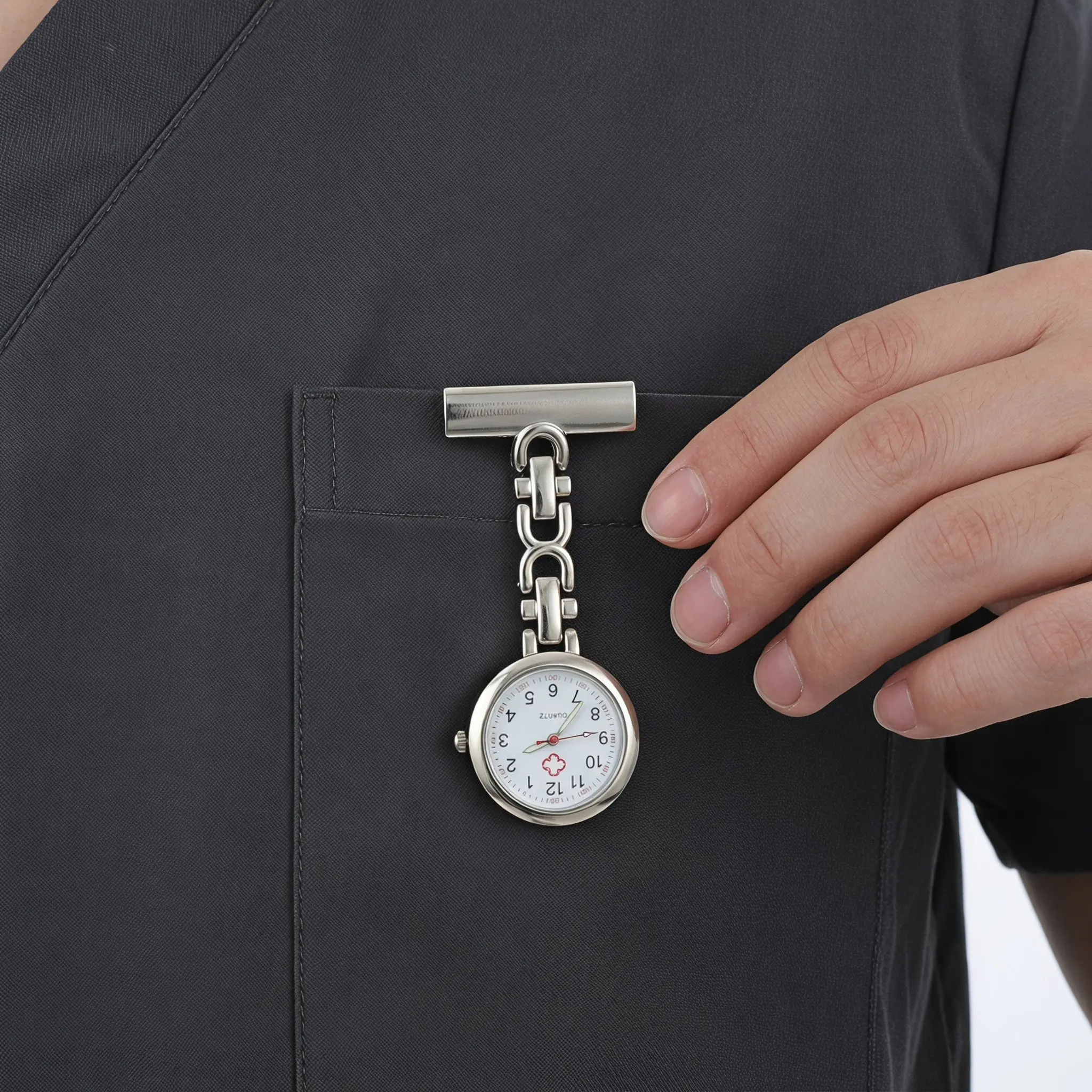 Nurse Pocket Watch White Nail Pin Clip Simple Style Hanging Brooch Gift for Doctors Nurses Hospital Use
