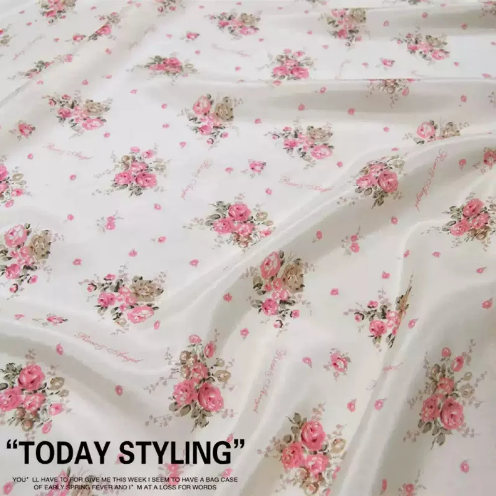 Newest Style Good Texture Fashionable Beautiful Rose Pattern Design Soft Silk Cotton Fabric for Women Summer Dress Clothes