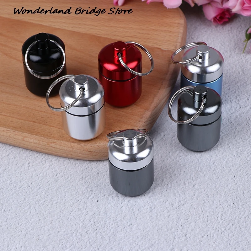 Mini Waterproof Metal Alloy Pill Box Case Bottle Cache Drug Holder Container Keychain Medicine Box Health Care For Travel