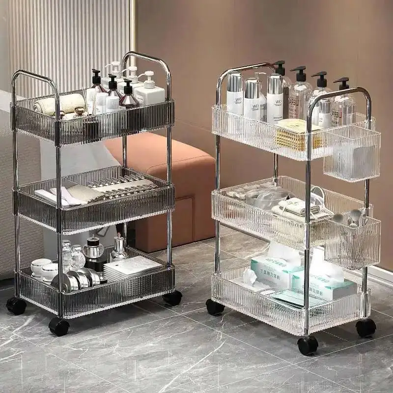 Salon Storage Trolley Beauty Nordic Special Tool Trolley Acrylic Rack Home Auxiliary Salon with Trolleys Wheels Salon Furniture