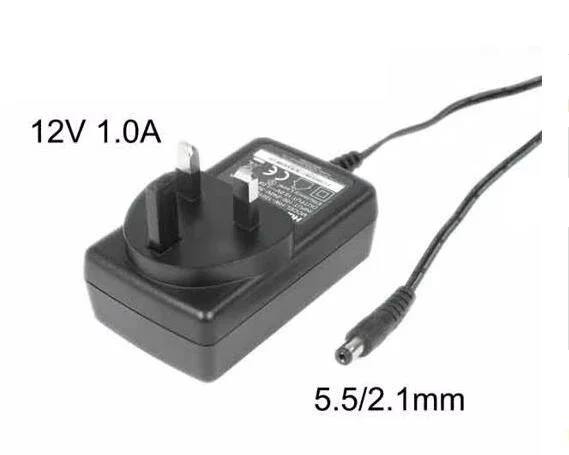 

Power Adapter HW-120100B1W, 12V 1A, Baarel 5.5/2.1mm, UK 3-Pin Plug