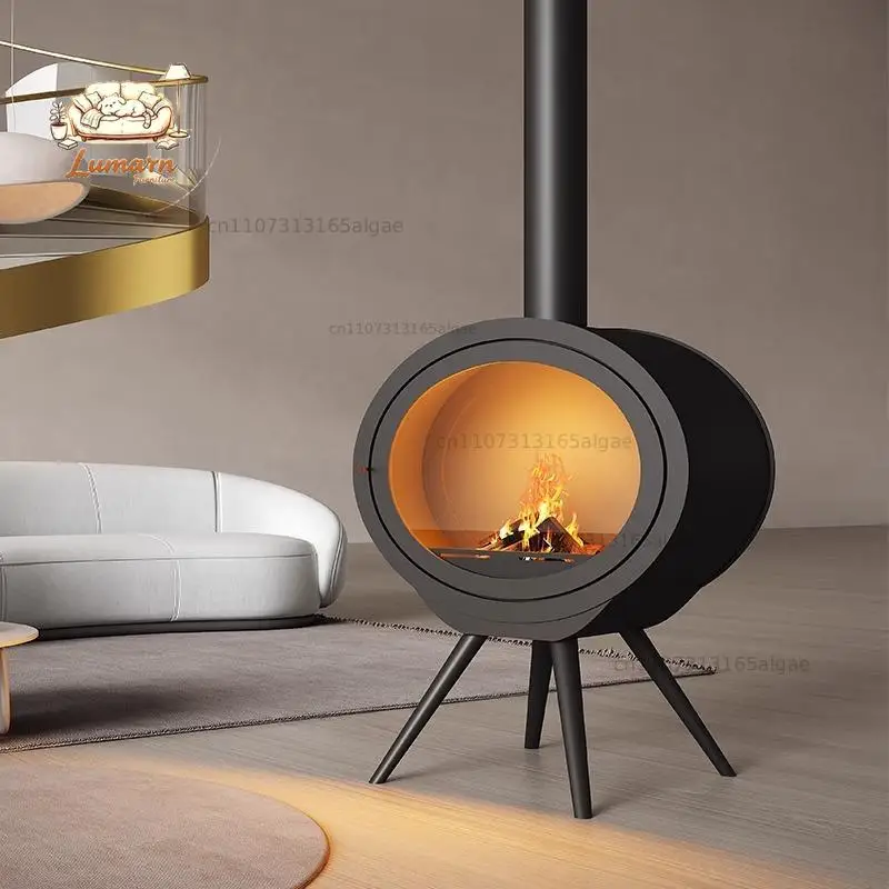 High-end fireplace private custom villa art hoisting fireplace rural building firewood heating furnace hanging furnace indoor