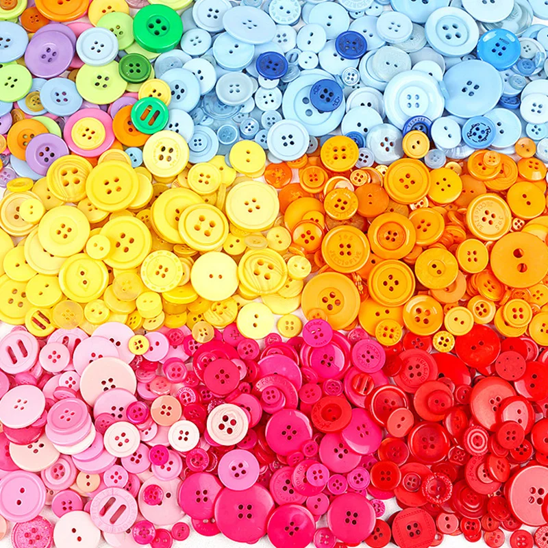 100g Mixed Color Round Resin Sewing Buttons Assorted Shades and Sizes Bulk Lot for DIY Clothes Dolls Crafts Garment Accessories