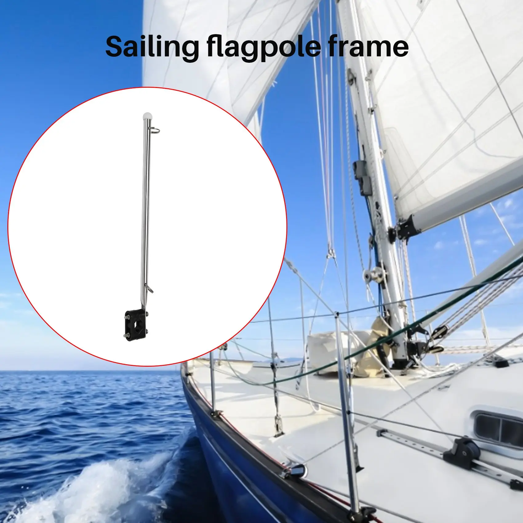 Stable-2X 14 Inch Flag Pole Holder Stainless Steel 7/8 Inch 1 Inch Rail Mount For Boat/Yacht