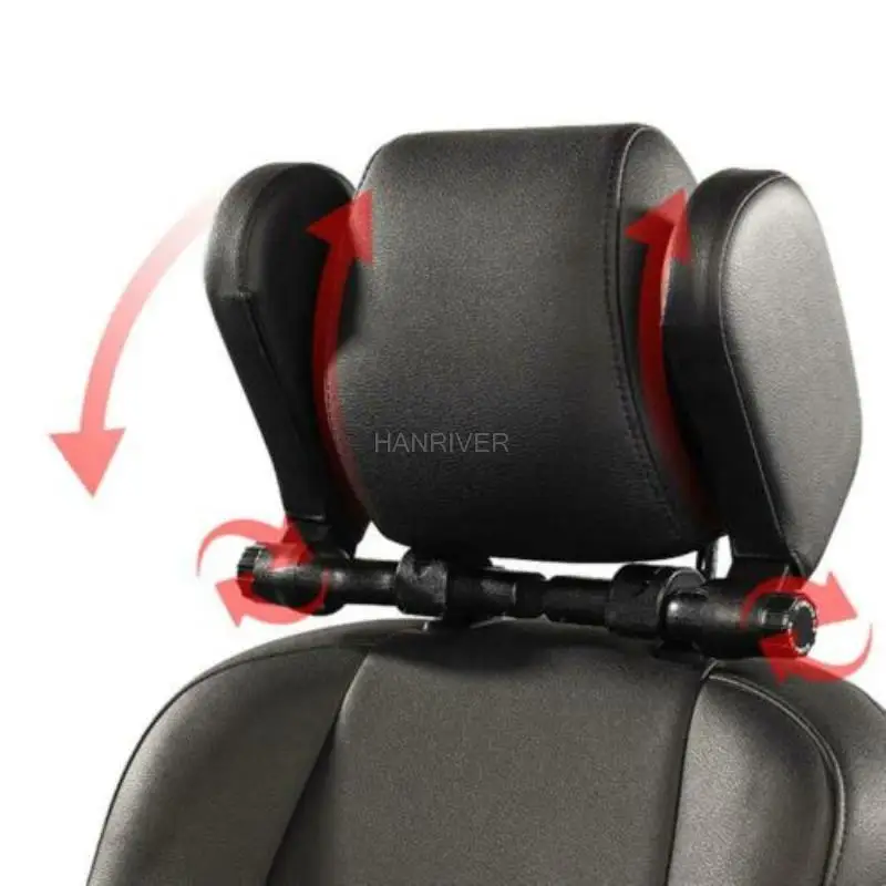 Car Seat Headrest Leather U-Shaped Pillow Sleep Side Neck Head Support Pillow Nap Time Comfortable Safety Comfy Child Adult