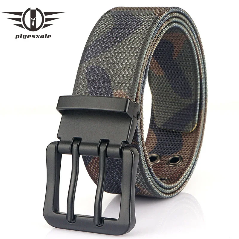 Zinc Alloy Double Pin Buckle Belt For Men 2025 Top Quality Outdoor Army Tactical Belt Military Nylon Casual Belts Camouflage B54