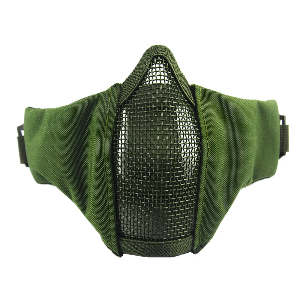 Half Face Metal Steel Airsoft Masker Jacht Tactisch Net Mesh Masker CS Beschermende Halloween Party Half Face Paintball Maskers