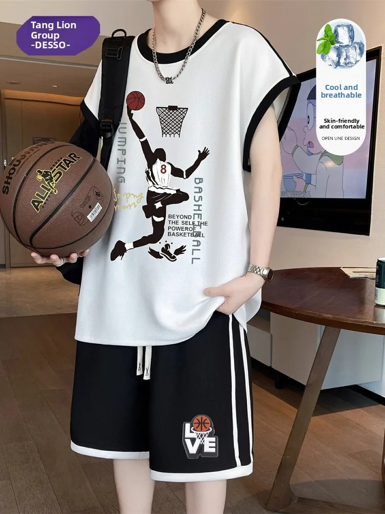 

Do Boys Ice Silk Qui Dry Svel Спортивный комплект Летняя одежда Baskeall orm Брюки из полиэфирного волокна пять четвертей