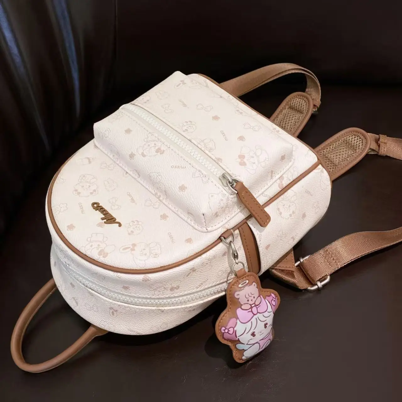 

Sweet Cute Puppy Backpack Women Cartoon Print Leather Large Capacity Daypack Ladies Student Commute Versatile Mochilas Mujer New