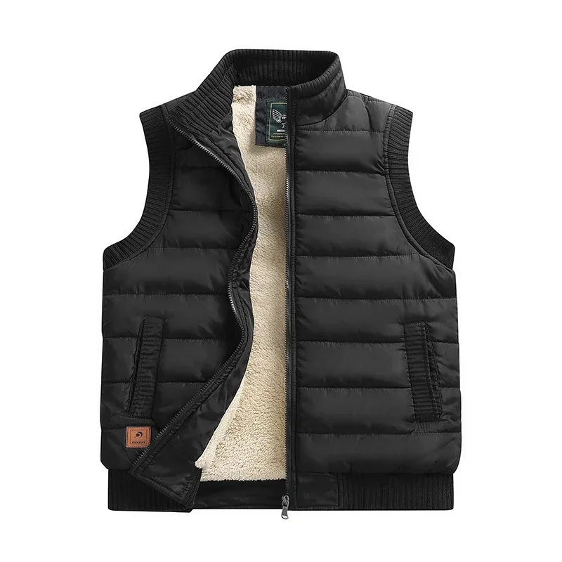 2024 Winter Men's Vest Fleece Lightweight Padded Thickening Vests Sleeveless Jackets Warm Coat Waistcoat Outdoor ZL584