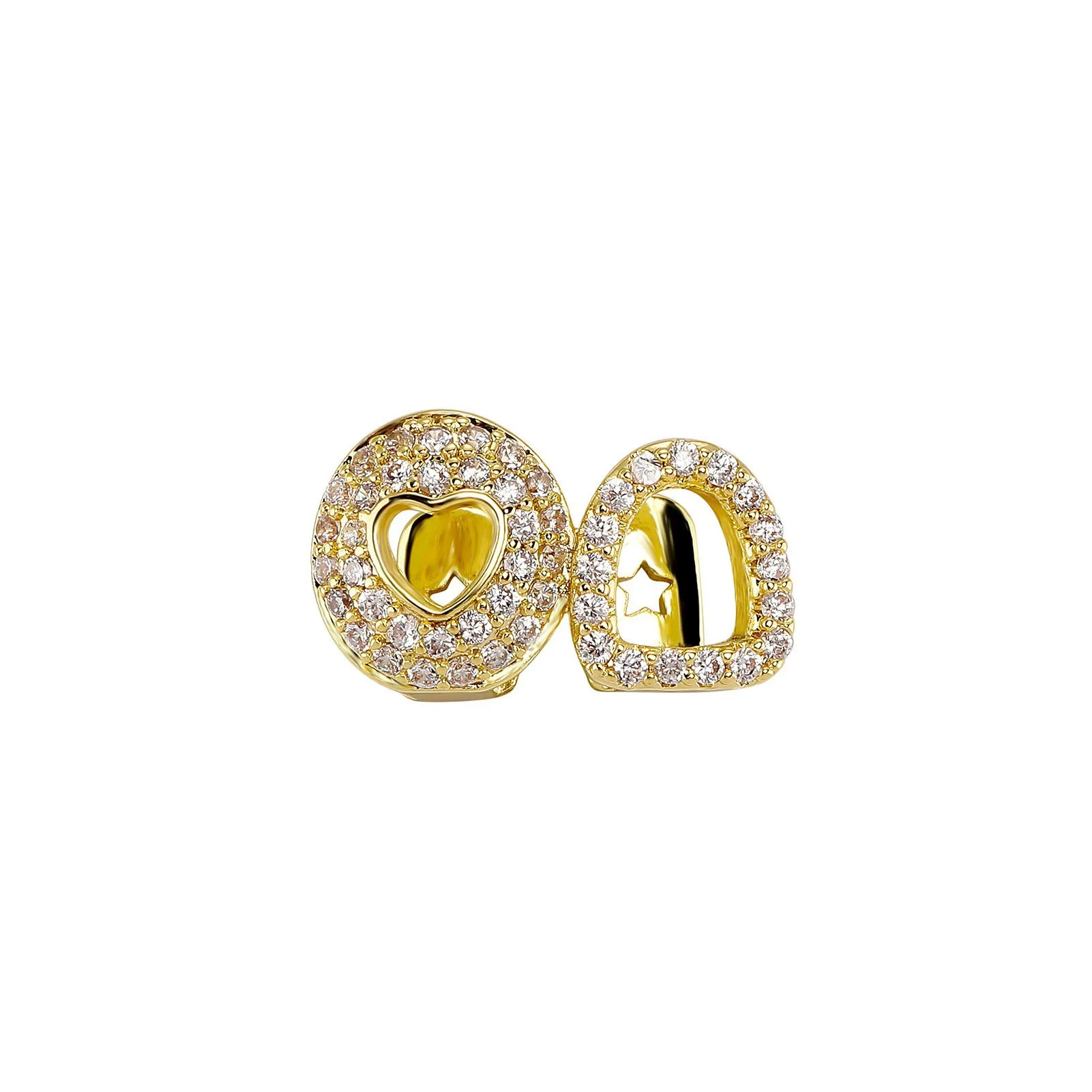Single Tooth Grillz Set Mix Styles Hollow Out Micro Pave CZ Diamond Gold Hip Hop Rapper Teeth Grills Wholesale Jewelry