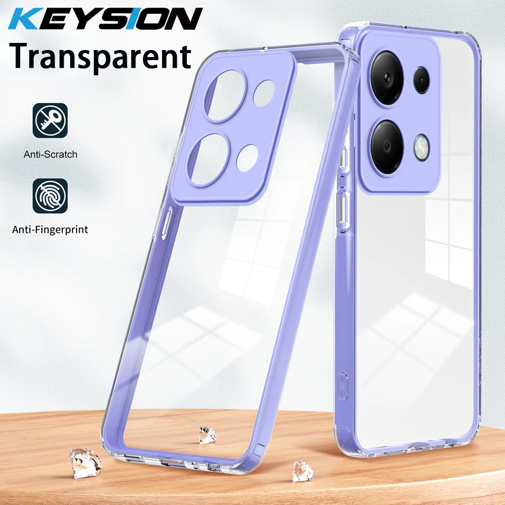 KEYSION Shockproof Clear Case for Redmi Note 13 4G 13 Pro 4G Transparent Soft Silicone+PC Phone Cover for Xiaomi POCO M6 Pro 4G