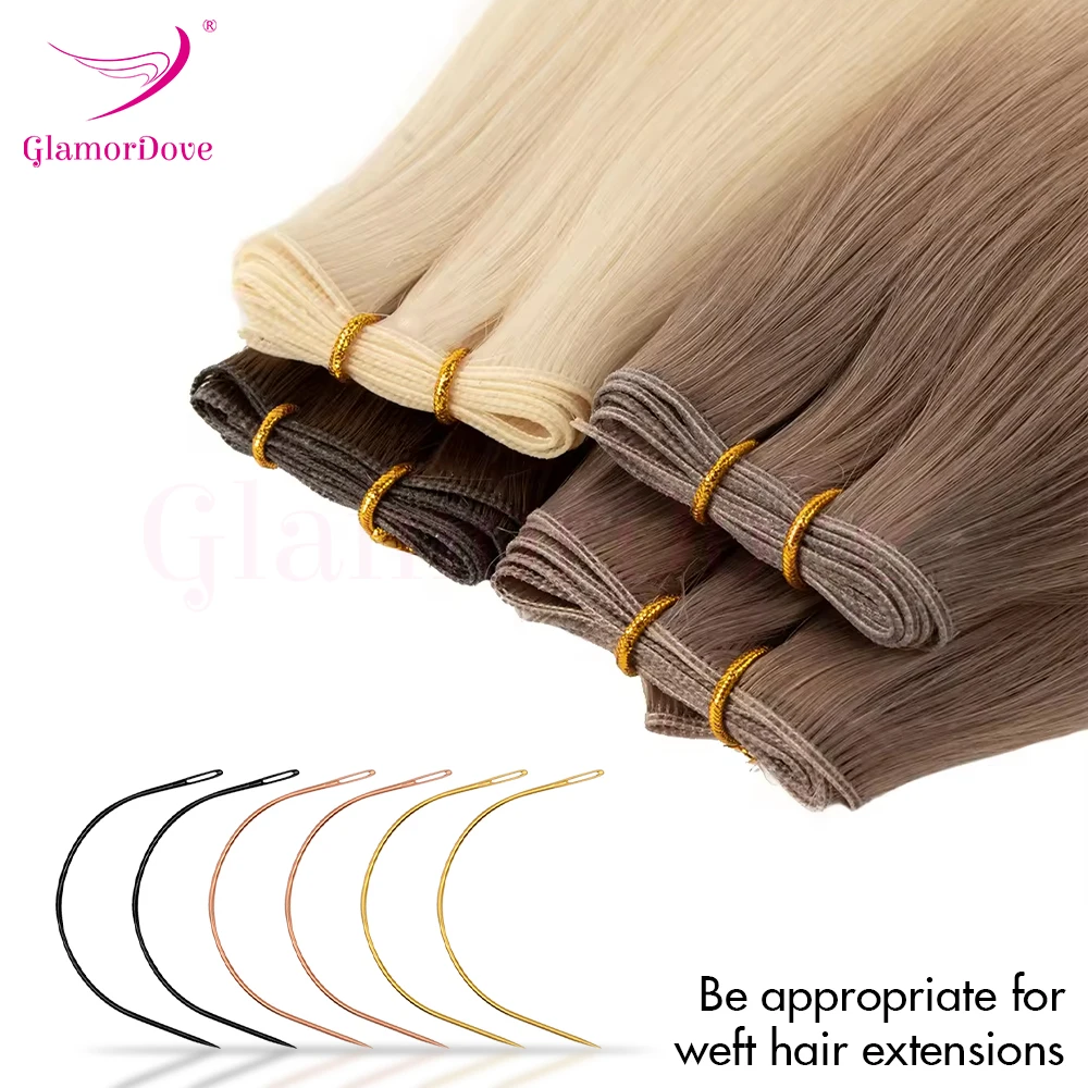 GlamorDove-Extensions de cheveux incurvées grossières de type C, 10 pièces, extensions de plumes, ventilation, tissage, outils, illac