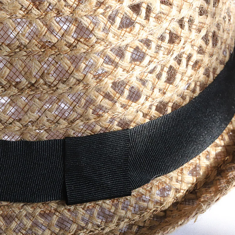 2022 Natural Panama Soft Shaped Straw Hat Summer Women sun hats Men Beach Sun Cap UV Protection straw Felt hat grass color cap