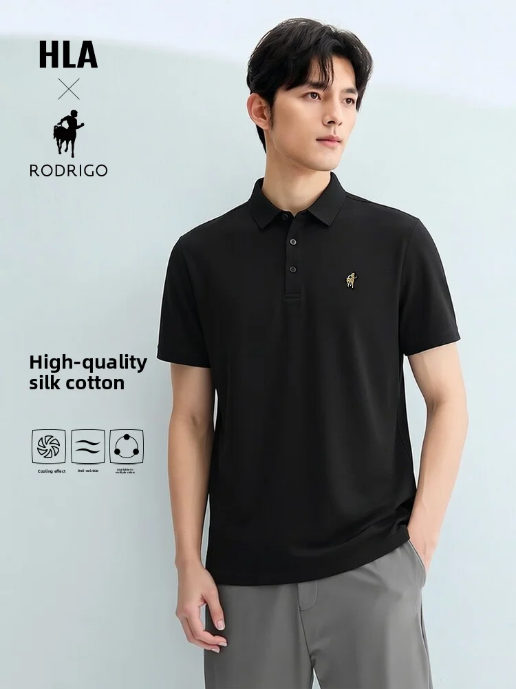 Cooling Feeling Short Sleeve  Shirt HLA Home Collaborative Series Men's Casual Wear Comfortable Knitted Cotton Blend