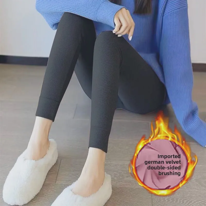 Invisible Crotch Pants Double-sided German Velvet Long Johns Women Wear Velvet Thermal Pants Leggings for Dating, A Must