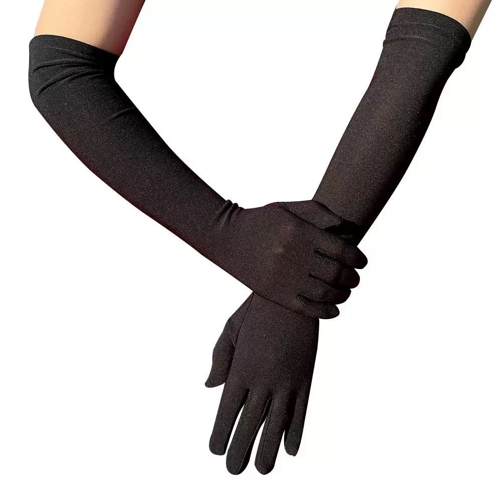 Green Women Long Gloves 45CM Sunscreen Driving Gloves Festival Dance Cosplay Gloves Mittens Party Gloves Customized