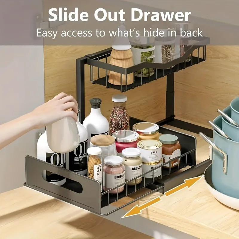 Under Sink Organizer Pull Out Cabinet Organizer Drawer Sliding Out Sink Shelf Under Sink Storage Rack Bathroom Kitchen Organizer