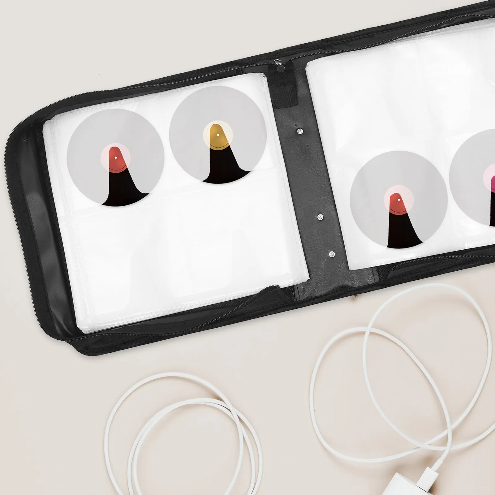 

200 Piece Cd Dvd Storage Pouch PU Fabric Heavy Duty Zipper Smooth Glide Large Capacity for Car Home Organization Cd Bag Dvd