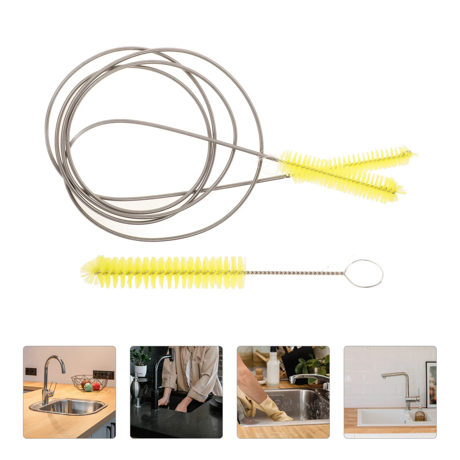 

2Pcs Tube Cleaning Brush Set Dual Head Spring Brush Durable Stainless Steel Nylon Cleaner for Hose Tube Clog Removal Cleaning
