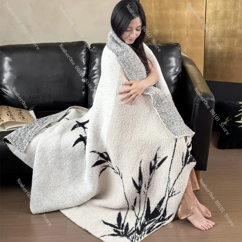 Soft Multifunction Knitted Flannel Throw Blanket Half Velvet Cozy Bed Cover Sofa Leisure Plaid Office Nap Blanket Student