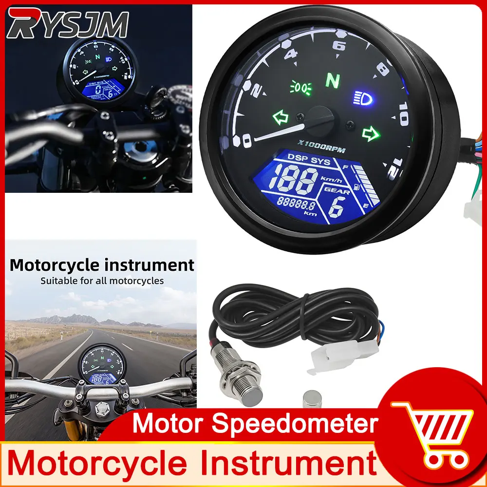 Misuratore di velocità per moto Misuratore da 12000 giri/min Contagiri digitale universale per pannello strumenti Indicatore LCD Quadrante per