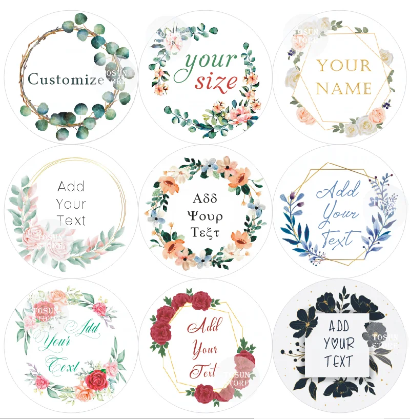 40mmCustom Sealed Sticker White Background DIY Garland Sticker Custom Logo Wedding Party Circular Text