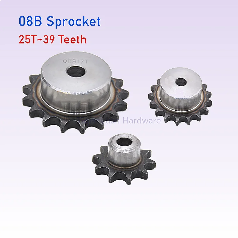 Yiqianyuan 1Piece 08B Chain Drive Sprocket 25T~39T Teeth 12.7mm Pitch 7mm Thickness A3 Steel Industrial Cam Sprocket