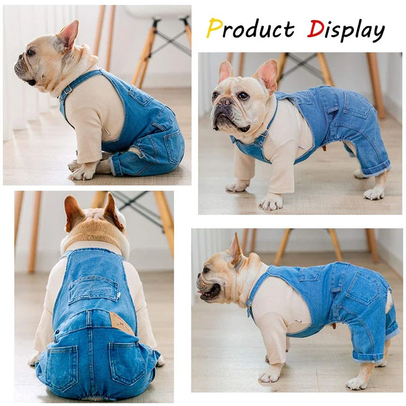 Korea Denim Jumpsuit for Dogs Blue Jeans Dog Overalls All Match Suit for Chihuahua Pitbull Romper Summer Dog Costume ropa perro