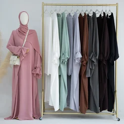 Ensemble Abaya et écharpe châle pour femmes musulmanes, robe longue respirante papillon, robe hijbeauty modeste, vêtements islamiques, ramadan