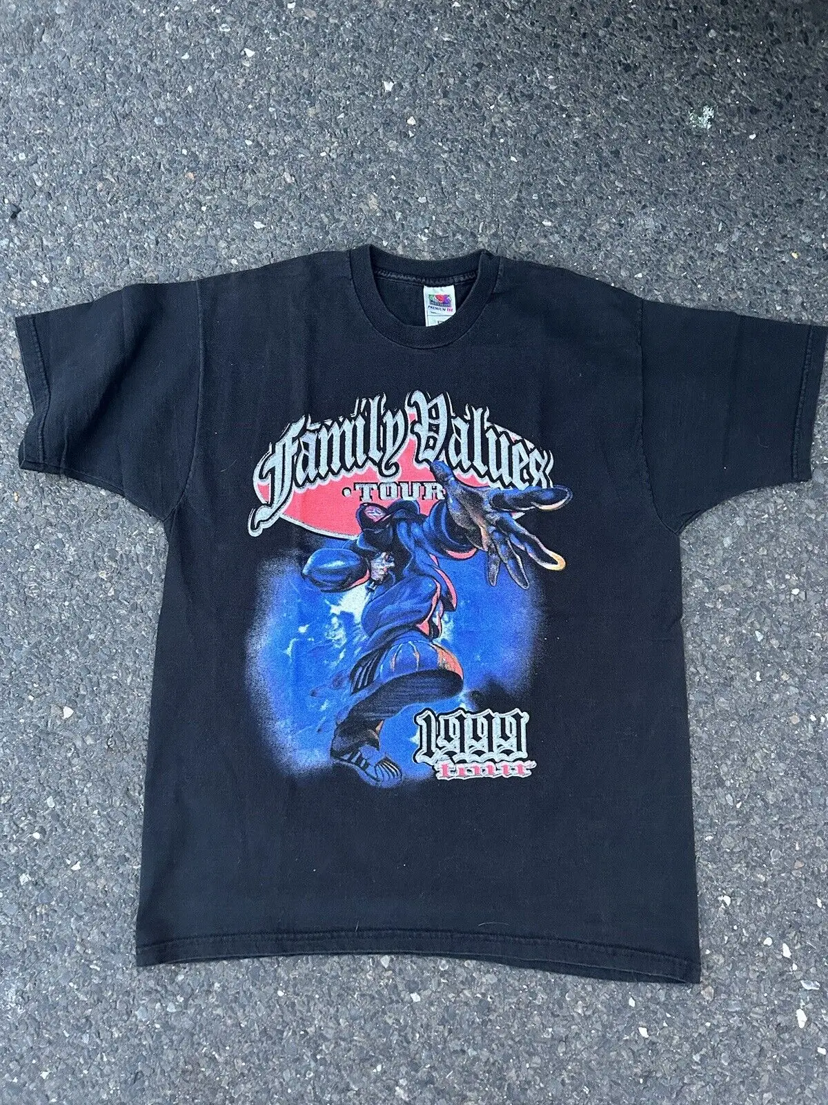 Vintage 1999 Family Values Tour Black T Shirt Limp Bizkit DMX Korn Hip Hop XL