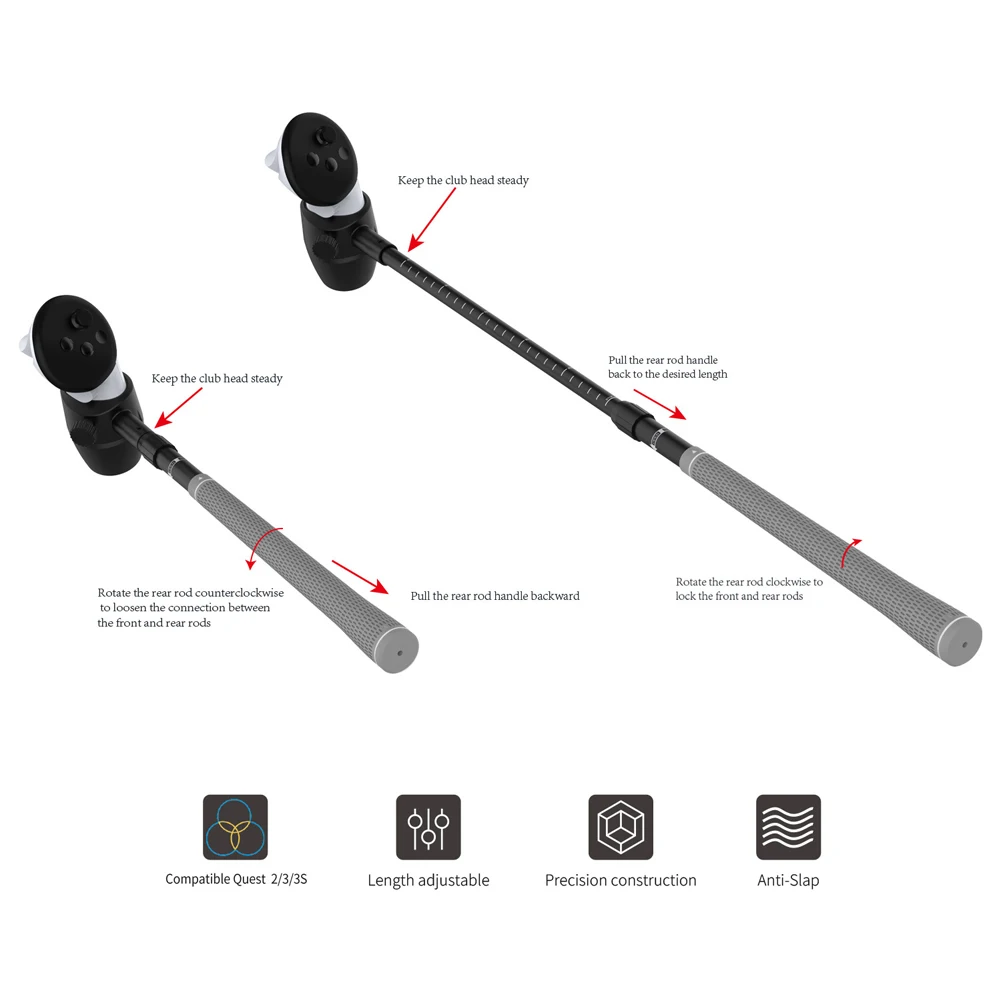 Aperto de jogo para taco de golfe vr, para meta quest 3s quest 3 quest 2, acessórios, extensões de controlador, acessório para taco de golfe vr, 1-2 peças