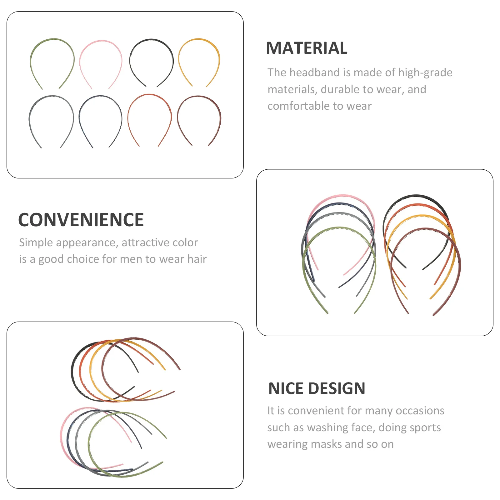 

8Pcs Matte Finish Hairbands Light Simple Design for Women Daily Use Washing Face Makeup Acrylic Toothed Headbands Comfortable