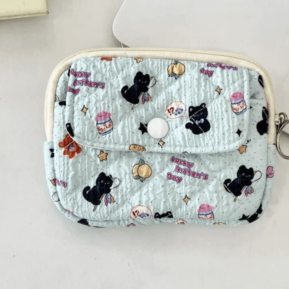 Cartoon Printing Mini Canvas Coin Purse Multifuctional Jewelry Packing Bag Small Lipstick Bag Card Holder Korean Style