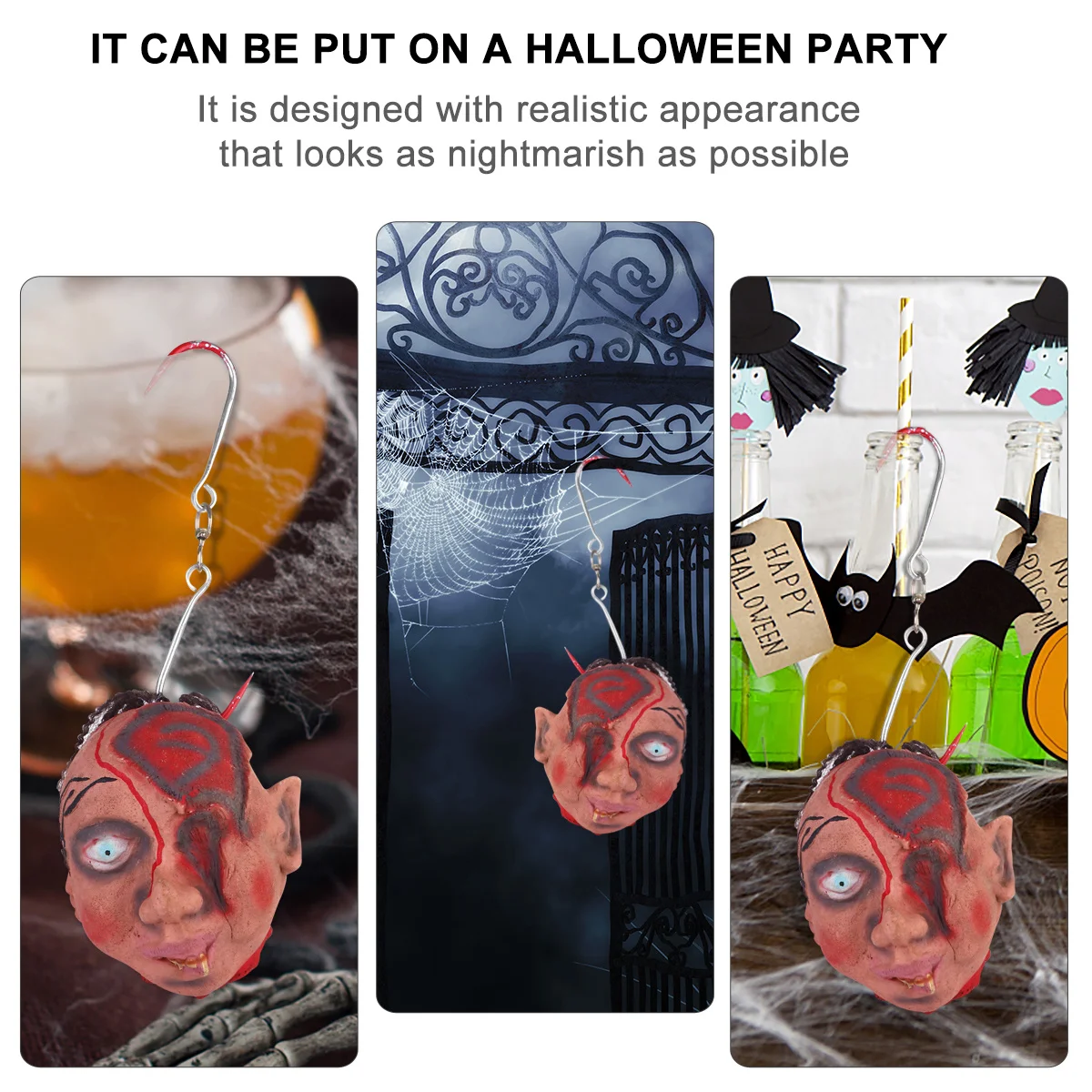 

Horror Hanging Dead Head Decoration Detailed Vivid Colors Realistic Severed Head Prop Halloween Party Supply Scary Hanging
