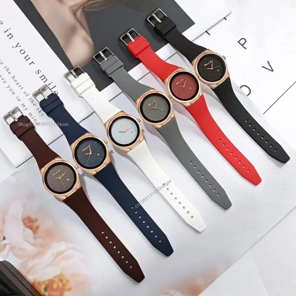 Novo relógio de quartzo pulseira de silicone estudante relógios minimalista moda feminina calendário relógio de pulso reloj mujer dropshipping