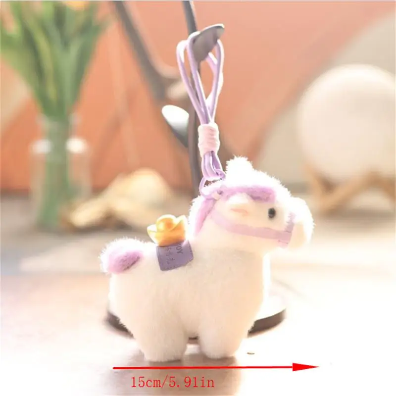 Süßer Plüsch-Pony-Maskottchen-Puppen-Schlüsselanhänger für das chinesische Pferdejahr; Ideales Anhänger-Lanyard für Tasche, Neujahrs-Souvenir-Geschenk