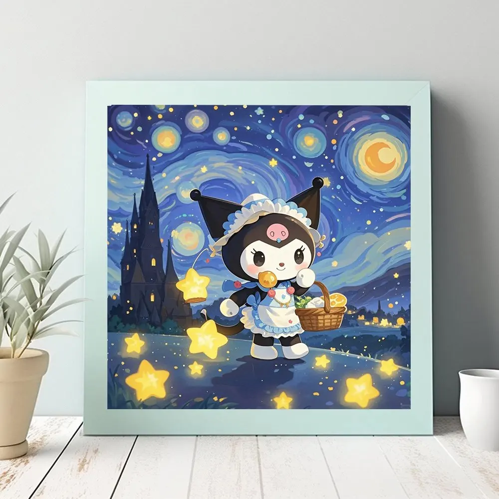 Sanrio Kuromimi Diamant-Malerei-Set, DIY Vollrunde Diamantkunst, Wanddekoration für Schlafzimmer, Kreatives Handgemachtes Urlaubsgeschenk