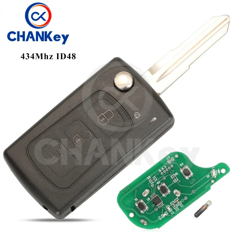 CHANKey 434Mhz ID48 Flip Remote Key For Great Wall Haval Hover H3 H5 3 Buttons Original Factory Keys Fob