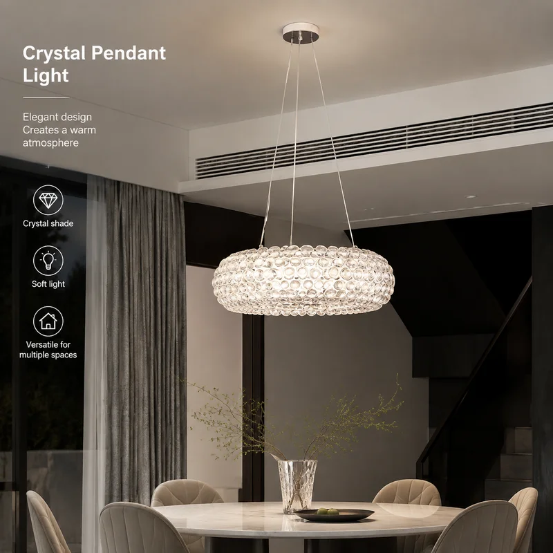 Foscarini Caboche Pendant Light Designer Acrylic Crystal Chandelier Modern LED Ceiling Lamp for Living Room Bedroom Home & Decor
