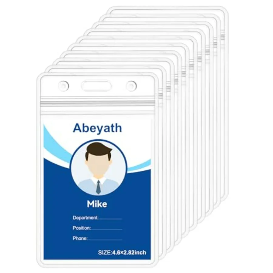 

Extra Thick ID Card Name Badge Holder Heavy Duty Waterproof Clear Plastic PVC Vertical Sleeve Pocket Resealable 4.6x3.82inch